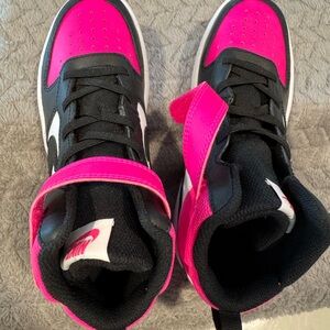 Nike Kids Hot Pink and Black High-Top Sneakers